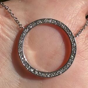 Sterling Silver Diamond Circle Pendant Necklace